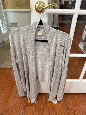 Roxy - lightweight cotton draped front cardigan - Grey - Size M